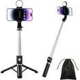 thumbnail image 1 of KOMI 43'' Selfie Stick Tripod with Light,Stable Tripod Stand with Detachable Wireless Remote,Compatible with iPhone 15 Pro Max/15 Plus/14/13, GoPro,Samsung,LG,Google Smartphones(Black with Light), 1 of 5