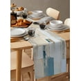 thumbnail image 6 of Modern Geometric Table Runner Cotton Linen 120 Inch Holiday Dresser Scarves, Abstract Color Blocks Blue Brown Tablerunner for Kitchen Coffee Dining Bedroom Living Room Dinner Scarf Décor 13''x120'', 6 of 9
