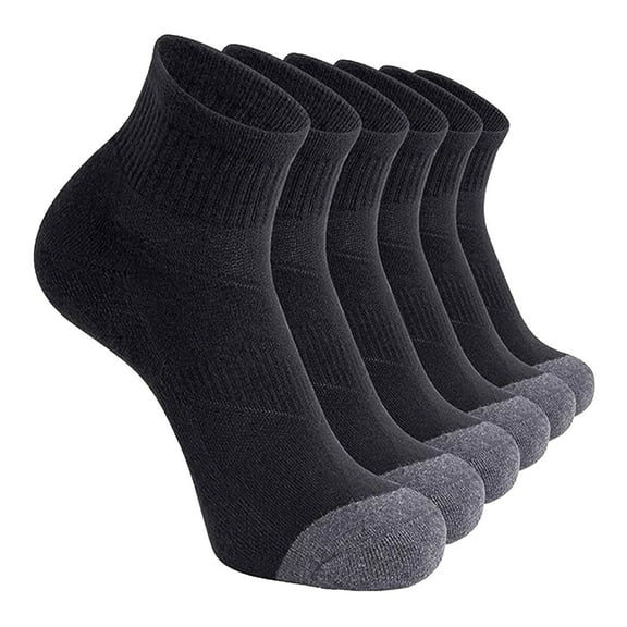WTXUE Socks for Men, 5-Pack, Men's Basketball Socks Solid Color Short Socks 5PC, 3# Black