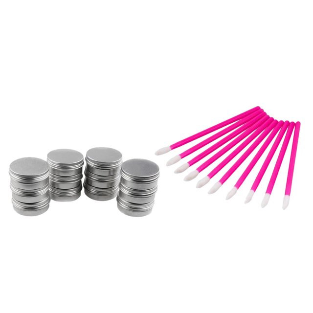50 Piezas Varillas de Cepillo de Desechables + 12pcs Aluminio forma forma forma de Estaño Almacenamiento de Contenedores de con Rosca de Tornillo