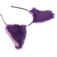 thumbnail image 3 of Diadema de peluche con orejas de dibujos animados, accesorio para el cabello para mujeres y niñas, color violeta, ideal para fiestas., 3 of 7