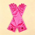 thumbnail image 4 of Girls Long Satin Gloves with Bow Decor, Solid Color Full Finger Costume Gloves for Girls, Long Formal Princess Dress Gloves for Birthday Party, Stage Performance and Photo Shoot Accessory Hot Pink, 4 of 4