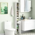thumbnail image 3 of AEGFKD Tall Slim Bathroom Storage Cabinet, 71" Freestanding Bathroom Cabinet w/ 2 Doors, 1 Drawer & 5 Adjustable Shelves, Floor Narrow Tower Cabinet for Small Spaces, 8" x 8" x 71" (White), 3 of 8