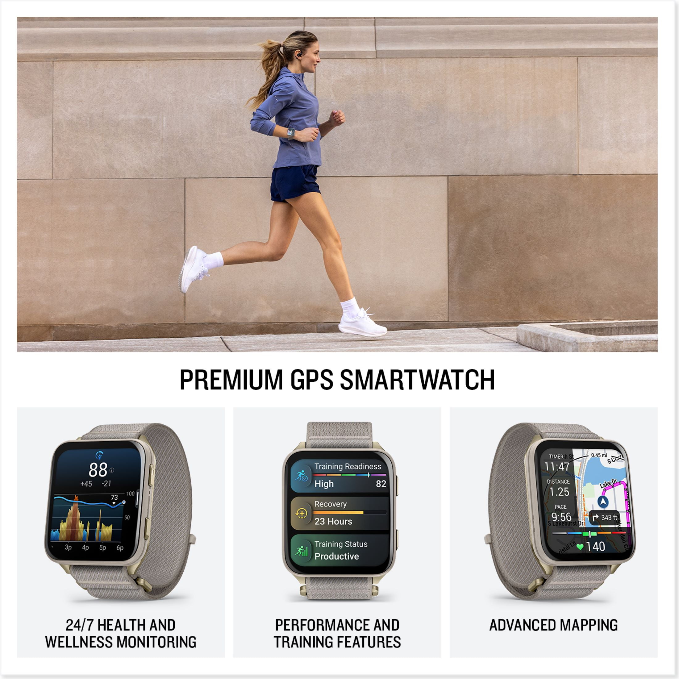 Garmin Venu X1, Thin and Lightweight GPS Smartwatch, AMOLED Display, Advanced Health and Fitness Features, Soft Gold with Titanium Caseback and French Gray ComfortFit Nylon Band