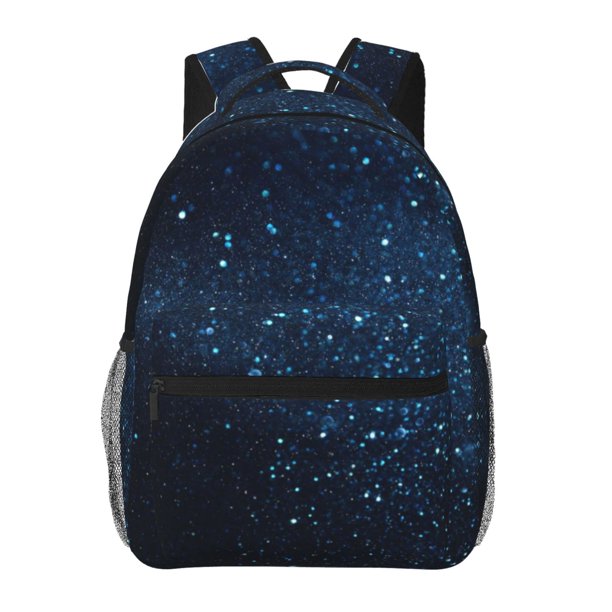Balery Blue Glitter Retro Mochila Escolar Impresa, Mochila Ligera para Viajes Casual, Mochila Duradera y Cómoda Multifuncional, Mochila para Laptop-One Size