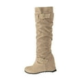 thumbnail image 2 of OKBOP Womens Heeled Knee-High Boots-Suede Christmas Girls Boots Size 12 Causal Winter Boots for Women Clearance Beige, 2 of 9