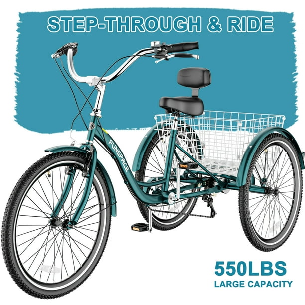 Lilypelle Adult Tricycles 7 Speed 26 Inch Three Wheel Bike Cruiser