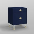thumbnail image 6 of Taina Dark Navy Side Table - 1 Drawer, 1 Door, High Gloss Finish, Acrylic Knob and Acrylic Leg with Gold Tip, 6 of 10