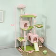 thumbnail image 5 of 73.6in Multi-Level Flower Design Cat Tree, Pink Cream White Cat Condo with Hammock Sisal Scratching Posts, Stable Cat Activity Tower for 2-3 Cats, 5 of 7