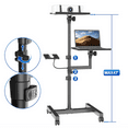 thumbnail image 3 of Projector and Laptop Stand Tripod, 2 Shelves Mobile Laptop Tripod Stand, Max 47" Height Adjustable Laptop Cart on Wheels, Projector Floor Stand with Ventilated Tray for Podium, Meeting, Couch, 3 of 6