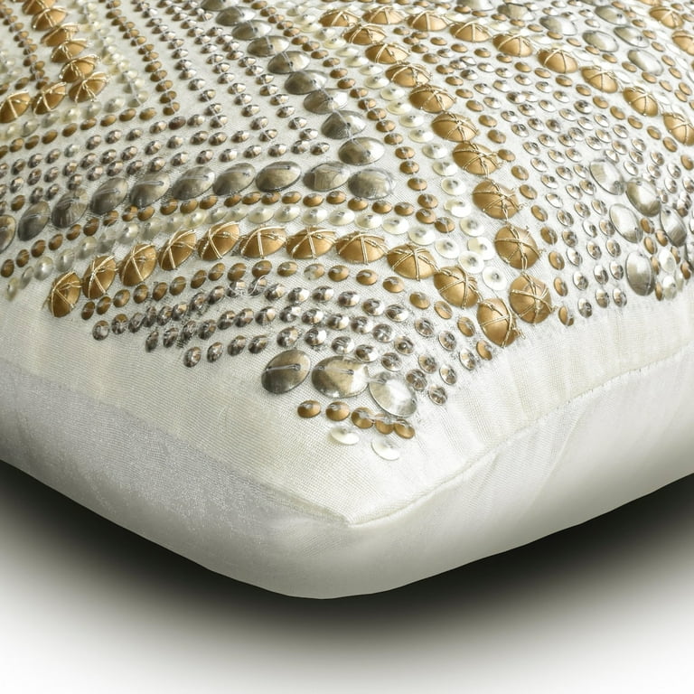 Silver beaded best sale throw pillow