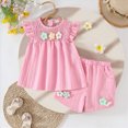 thumbnail image 2 of Toddler Baby Girl Outfits Floral Summer Clothes Spring Waffle Short Sleeve Shirt Tops Cute Shorts Set Kaprioy, 2 of 9