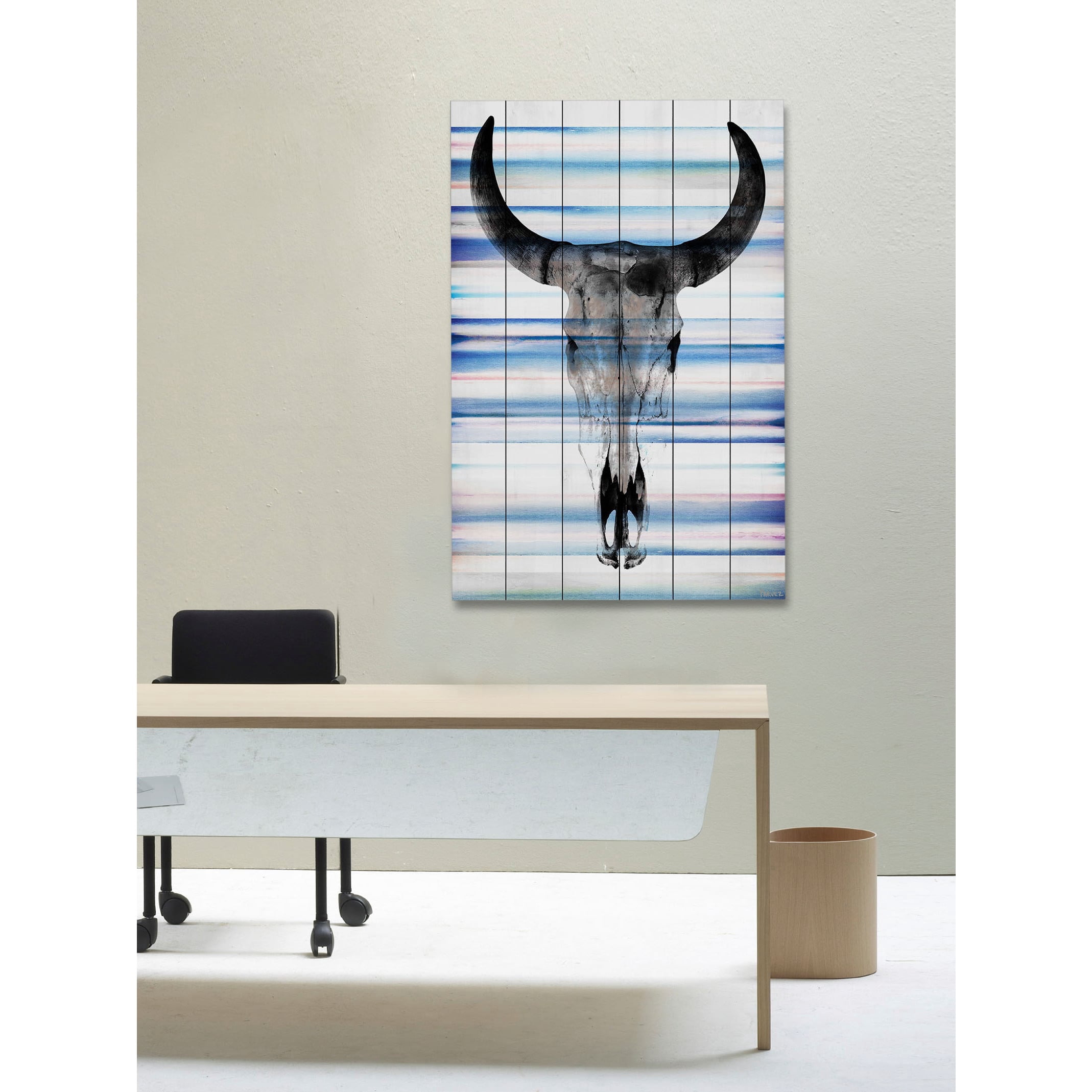 Parvez Michel Inc Parvez Taj - Long Skull Face Painting Print on White Wood