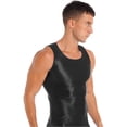 thumbnail image 3 of IEFIEL Mens Glossy Smooth Tank Top Stretchy Sleeveless Vest Yoga Sportswear Swimming Tops Black L, 3 of 7