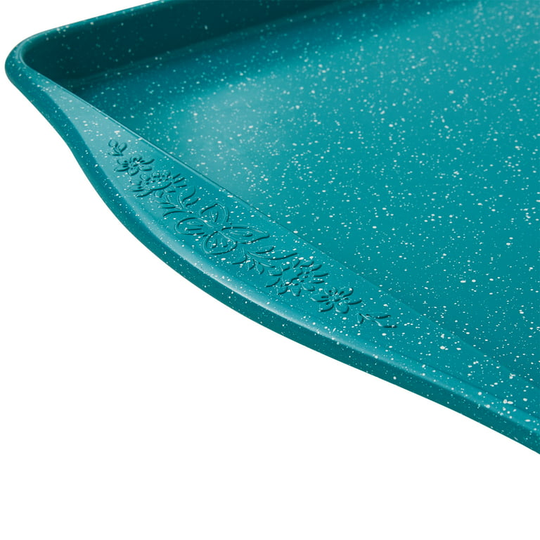 The Pioneer Woman Teal Speckle Timeless 13 inch x 18 inch Nonstick Aluminized Steel Large Baking Sheet, Blue