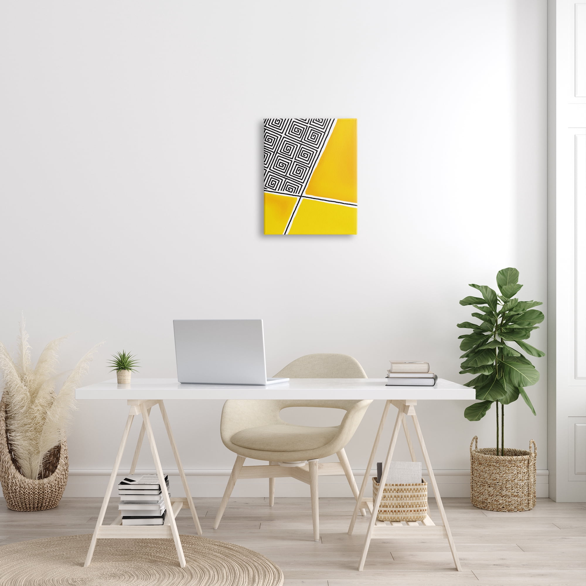 Stupell Industries Asymmetrical Geometrical Yellow Squares Abstract Lines, 16 x 20, Designed by Darlene Seale