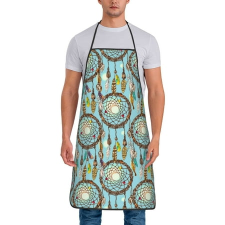 

Jgfou Boho Dreamcatcher 1 Print Anti-fouling Apron for Men Women Waterproof Oil-Proof Kitchen Apron with Adjustable Straps Pocket and No-Pill No-Fade Fabric