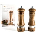 thumbnail image 1 of JF JAMES.F Wooden Salt and Pepper Grinder Set, 6.5 inch Rubber Wood Salt and Pepper Mills Set of 2 with Acrylic Visible Window & Adjustable Ceramic Rotor, 1 of 8