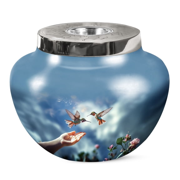 KARYLIZ Humming Bird Urns For Human Ashes - Large Cremation Urns For Women - Memorial Ash Holder For Adult Female - Decorative Urn - Unique Gifts For Ashes Loved Ones - Funeral Decorations 10 Inch