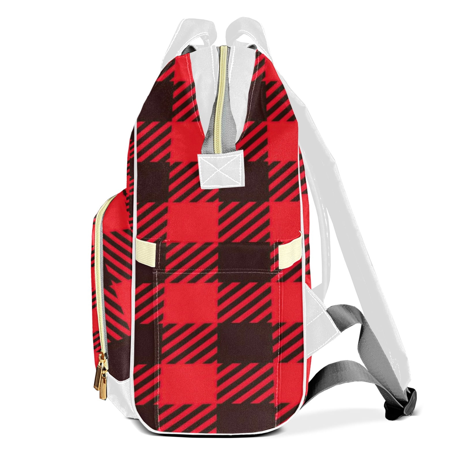 Buffalo Plaid Diaper Backpack – Large Capacity, Insulated Baby Bottle Pocket, Multifunctional Mommy Bag for Boys & Girls