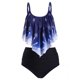 thumbnail image 1 of Más el tamaño de copo de nieve de Navidad Imprimir superposición de Tankini del traje de baño Rosegal Mangas largas de talla grande, 1 of 5