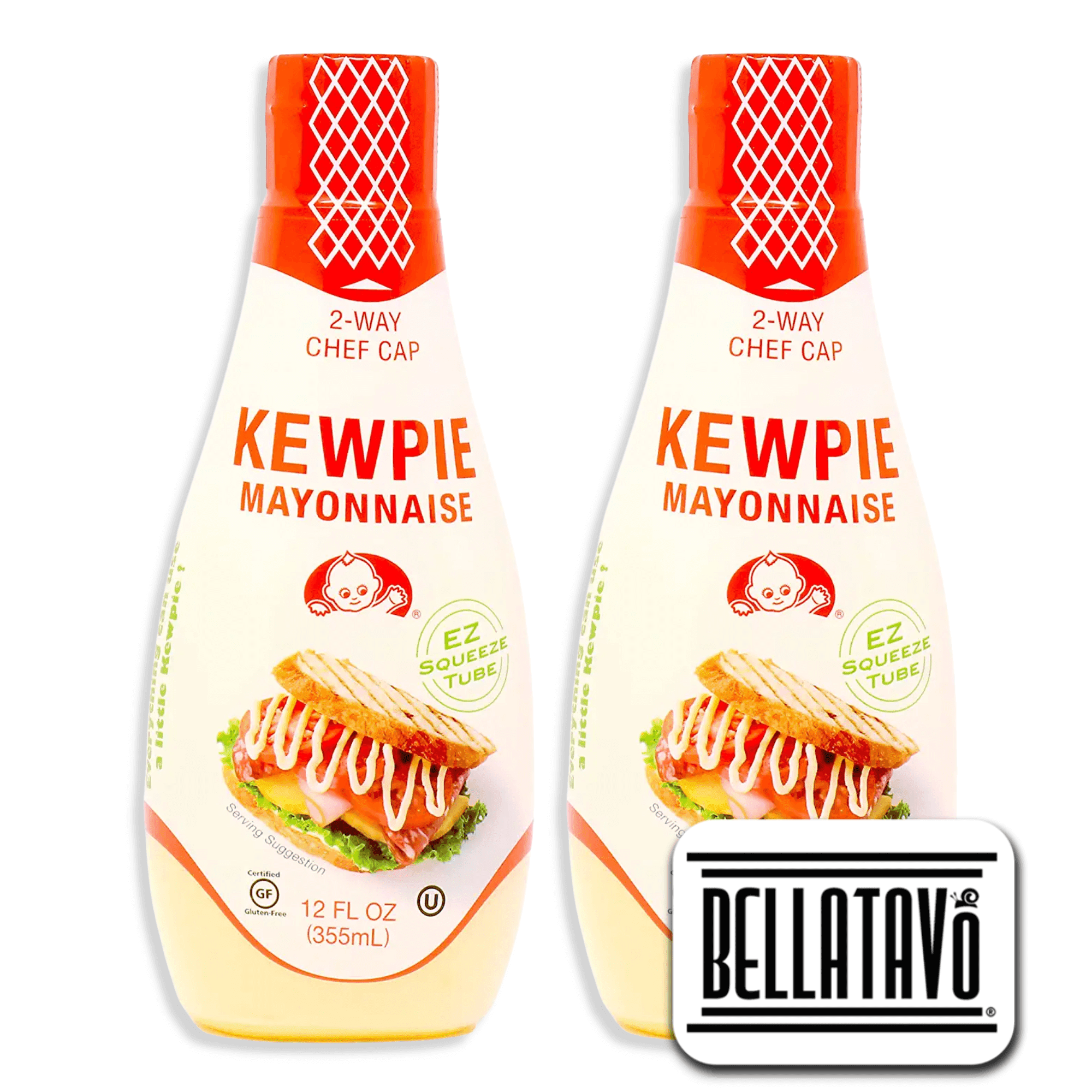 Two12 Oz Kewpie Mayonnaise in Easy Squeeze Bottle & BELLATAVO Ref