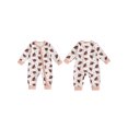 thumbnail image 3 of Aojekbee Baby Girls Autumn Casual Jumpsuit Long Sleeve Cattle Head/Cow/Cactus Print Oblique Zipper Romper, 3 of 10