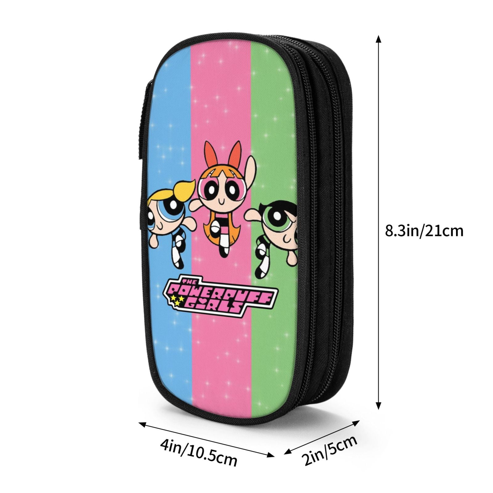 The Powerpuff Gi-rls Pencil Case Large Capacity Pencil Pouch Penbag Office Stationery Organizer Travel Makeup Bag Black