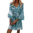 thumbnail image 1 of Robes pour Femmes Robe Mignonne Manches Trois Couches Volant Col en V Ample Imprimé Floral Mini Robe pour Femmes m TG, 1 of 4