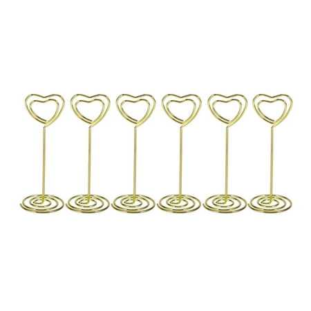 

6 Pcs Gold Heart Shape Photo Holder Stands Table Number Holders Place Paper Menu Clips for Weddings (Golden)