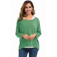 thumbnail image 2 of Camiseta holgada UGET para mujer, holgada, holgada, con hombros descubiertos, verde claro, 2 of 5
