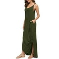 thumbnail image 5 of Sinhoon Summer V Neck Long Cami Dress for Women Casual Beach Cover Up Maxi Dresses Soild Sleeveless Dress with Pocket, 5 of 6