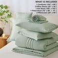 thumbnail image 6 of King Size Comforter Set - 7 Pieces Bed in a Bag Sage Green Comforters King Size Bed Set, Soft Bedding Set with All Seasons Comforter, Sheets, Pillowcases & Shams, 6 of 16