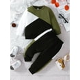 thumbnail image 2 of Wassery Toddler Boys 2PCS Fall Outfits Long Sleeve Crew Neck Contrast Color Sweatshirt Top Elastic Waist Sweatpants 6M 9M 12M 2T 3T 4T Infant Baby Boys Clothes, 2 of 9
