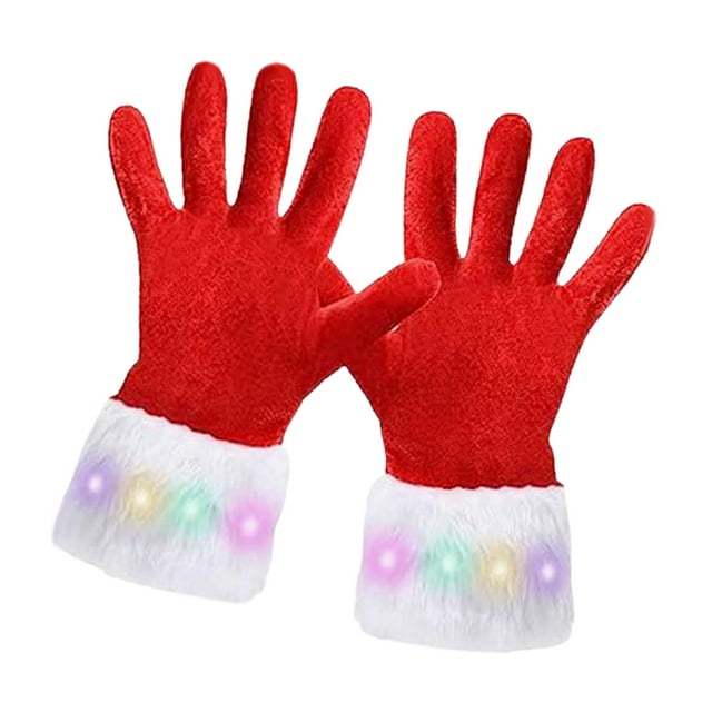 Guantes rojos de Navidad, guantes de Papá Noel, suaves, portátiles, cálidos para invierno, guantes iluminadores para juegos de roles, accesorios de Niño