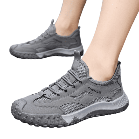 Willtoo Mens Mesh Breathable Hiking Trainer Non-Slip Lace Up Lightweight Outdoor Trekking Footwear for Walking Camping Trail