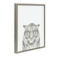 thumbnail image 2 of Kate and Laurel Sylvie Tiger Black and White Portrait Framed Canvas Wall Art by Simon Te Tai, 18x24 Gray, 2 of 5