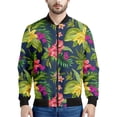 thumbnail image 2 of Chaqueta con cremallera y estampado 3D de flores hawaianas para hombre, sudaderas con estampado de plantas tropicales, abrigos bombarderos de gran tamaño y mangas largas, 2 of 4