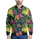 thumbnail image 2 of Chaqueta con cremallera y estampado 3D de flores hawaianas para hombre, sudaderas con estampado de plantas tropicales, abrigos bombarderos de gran tamaño y mangas largas, 2 of 5