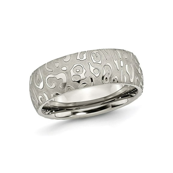 Gem & Harmony Mens 8mm Titanium Brushed and Polished Band Ring for Men