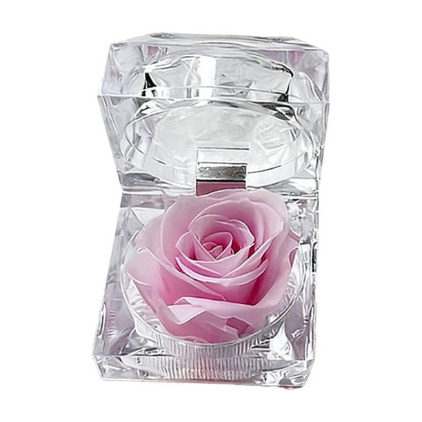 Decoraciones para San Valentín, adornos para San Valentín, regalos para San Valentín, caja de joyería con rosas transparentes, regalo para enamorados, caja de regalo de acrílico con rosas preservadas