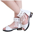 thumbnail image 5 of JUMEYU Little Girls Sandals Girls Dress Shoes Toddler Kids Heels Sandals Ankle Strap Party Flower Girl Shoes Sandals Size 4 (White,Big Kids 4), 5 of 8