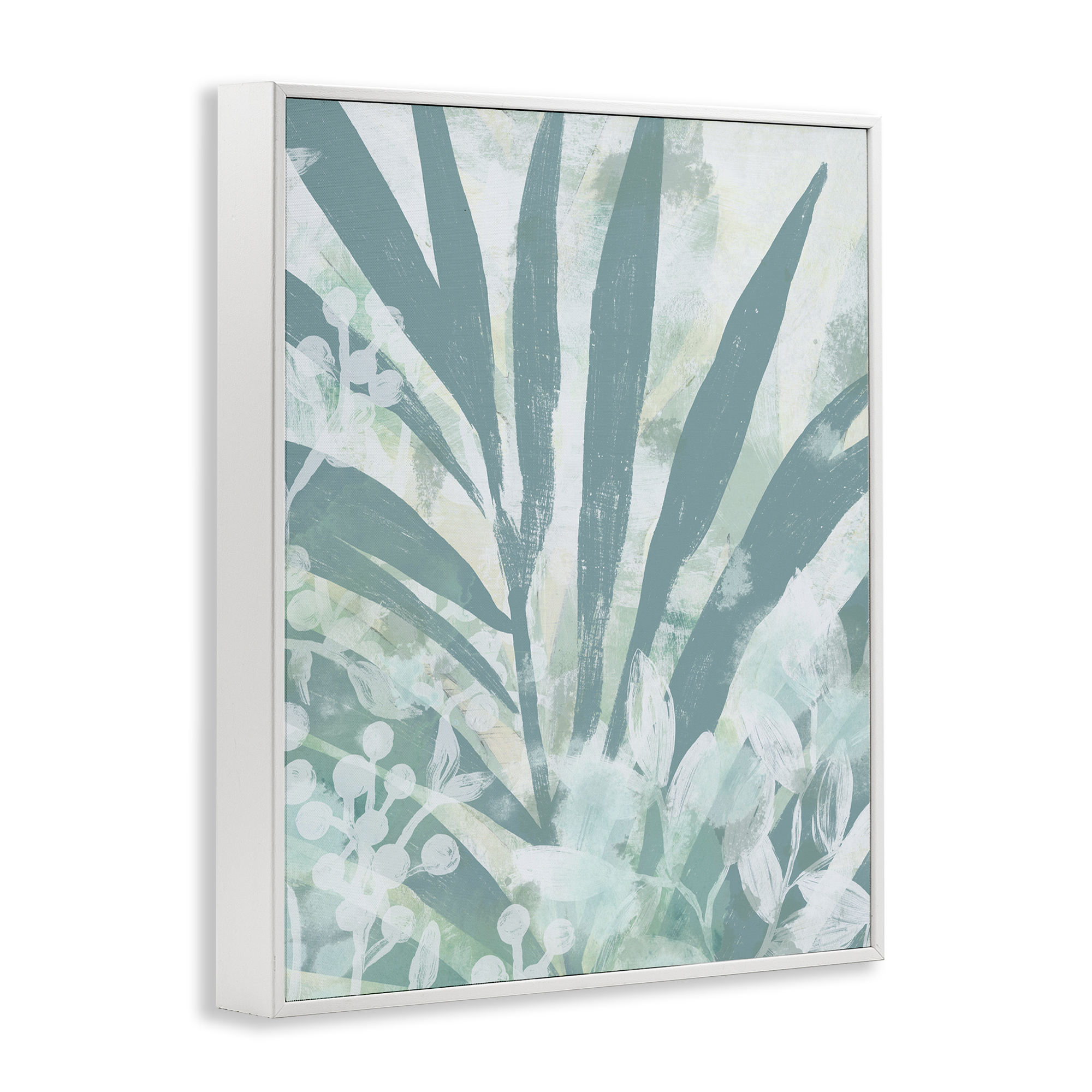 Stupell Industries Palm Frond Splatter Botanical & Floral Painting White Framed Art Print Wall Art, 24 x 30