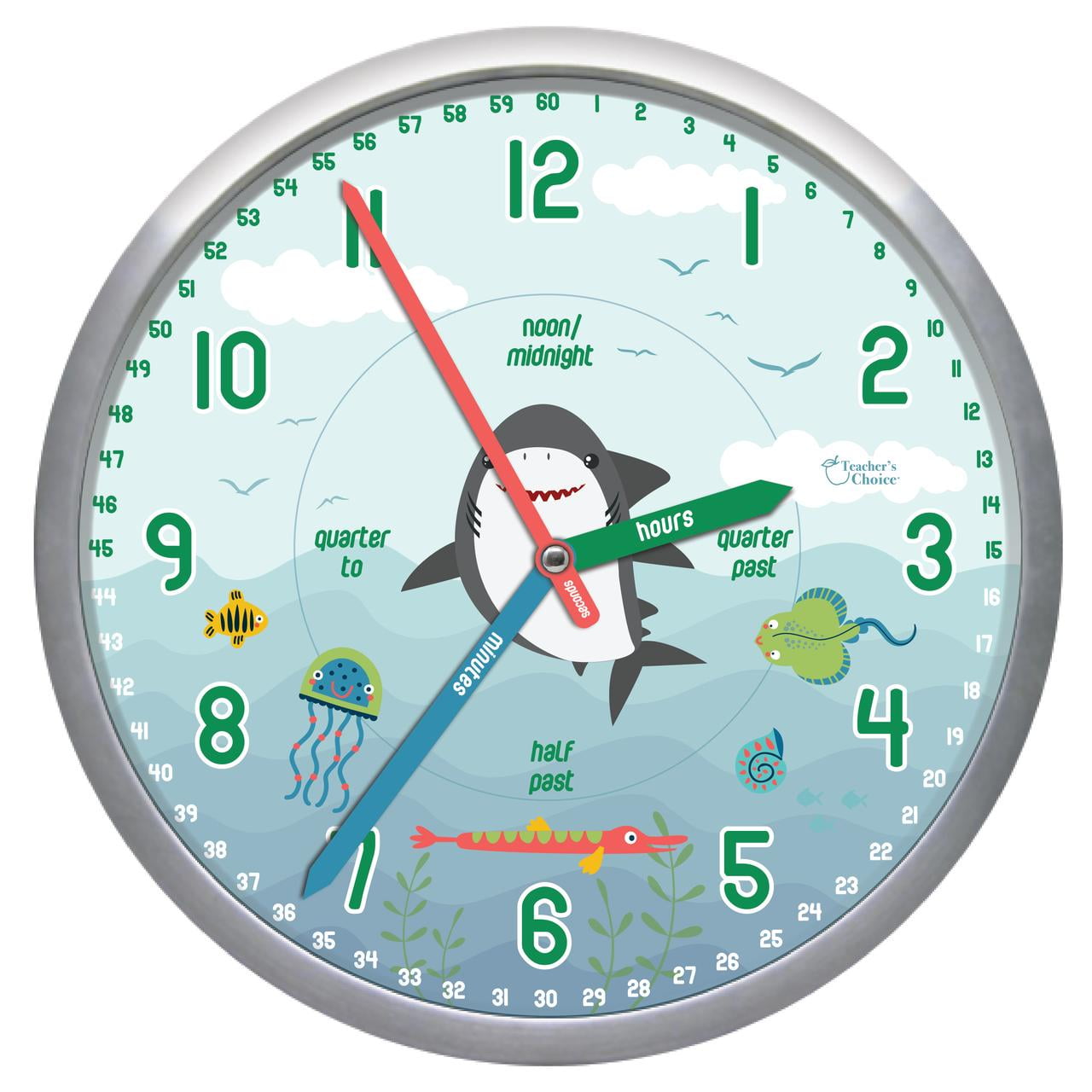 Educational Wall Clock Silent Movement Time Teaching Clock for