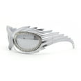 thumbnail image 3 of Womens Rhinestone Jewel Lens Trim Sport Wrap Flaming Plastic Sunglasses Silver - Silver Mirror, 3 of 4