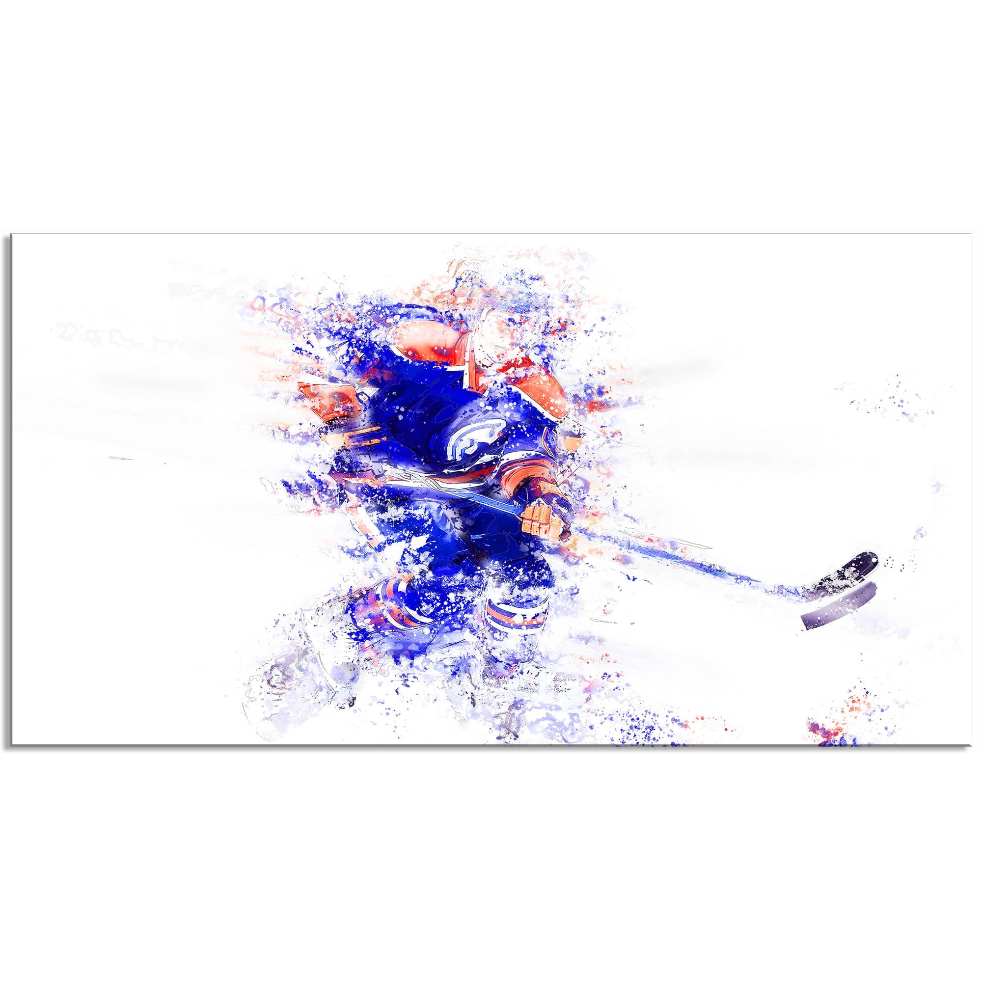 DESIGN ART  'Hockey Lets Go Defense' Canvas Art Print - 32 in. wide x 16 in. high