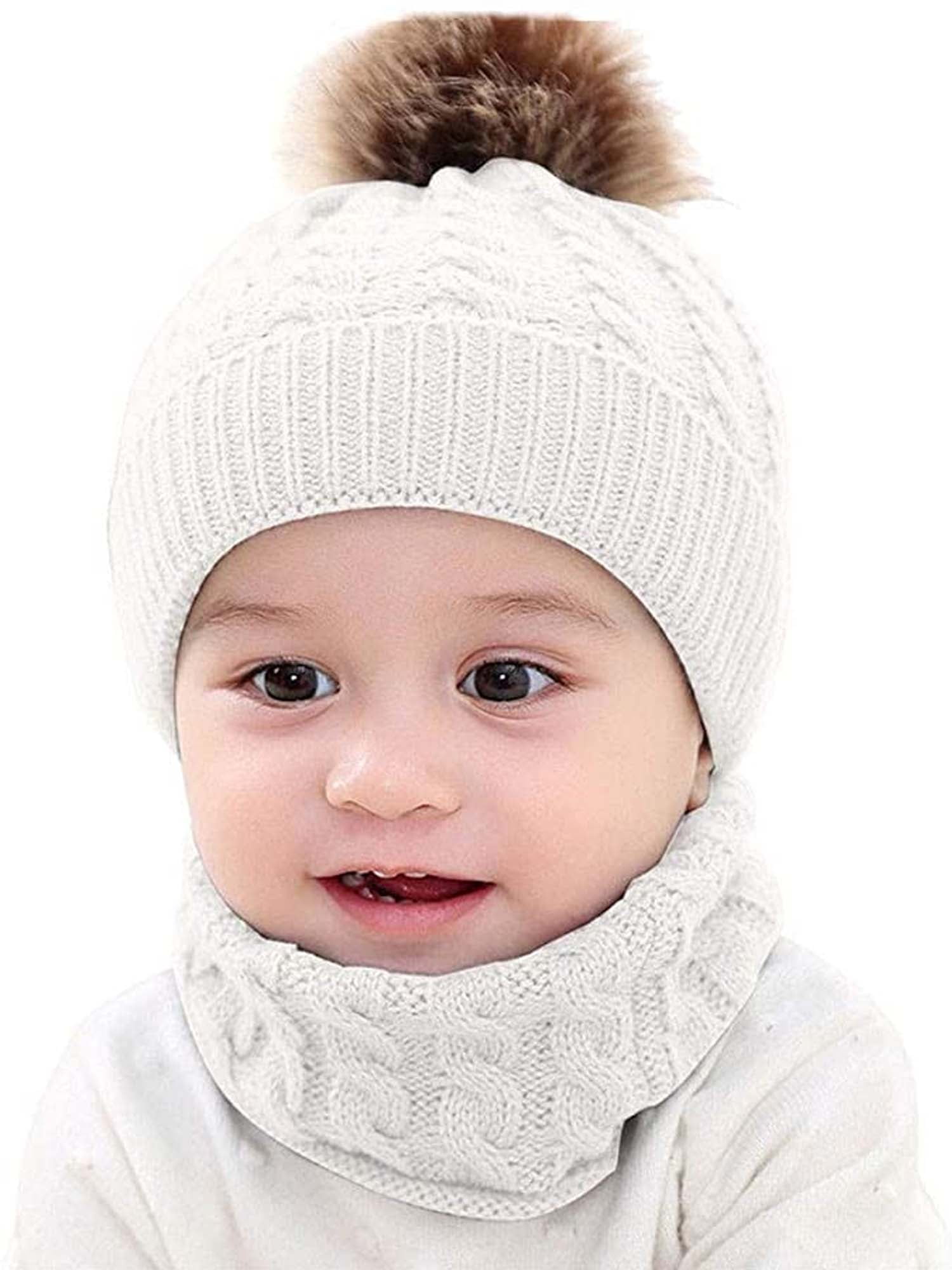 2Pcs Baby Boy Knit For Girl Winter Hat Toddler Kid Warm Beanie Crochet Cap+Scarf 