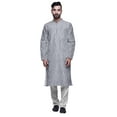 thumbnail image 1 of Atasi Printed Long Kurta For Men With White Churidar Pyjama Set Traditional Wear, 1 of 1