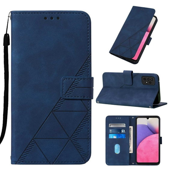 Allytech Case for Samsung Galaxy A33 5G Cover with Card Holder Folio Wallet Case, Kickstand PU Leather Magnetic Closure Soft TPU Back Protective Cover with Hand Strap for Galaxy A33 5G, Darkblue