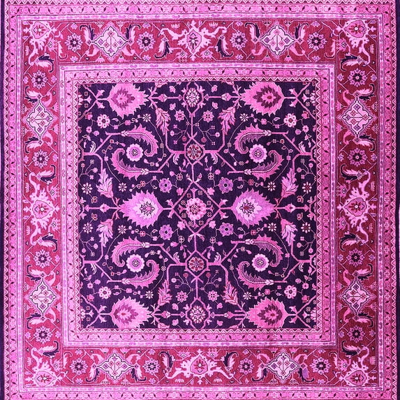 Ahgly Company Indoor Square Oriental Pink Industrial Area Rugs, 8' Square